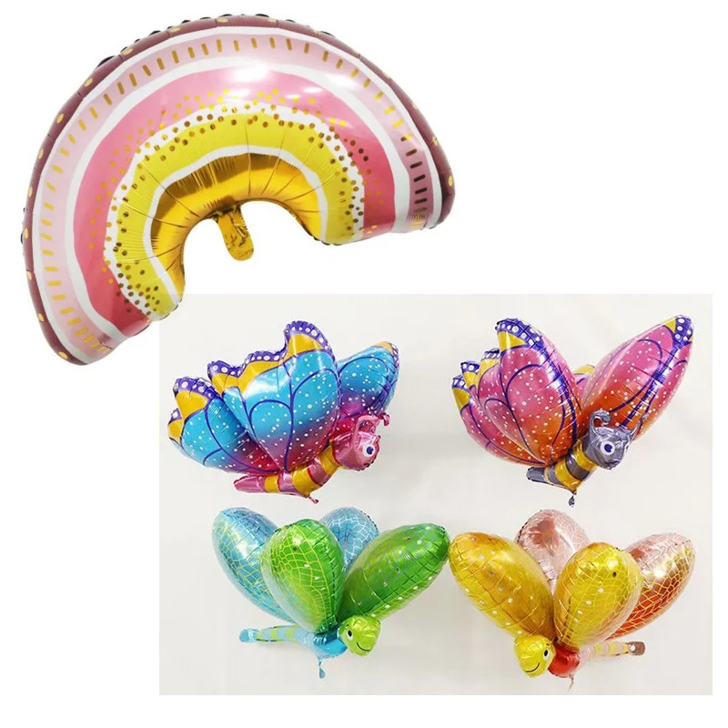 

Новый трехмерный шарик из алюминиевой пленки с изображением бабочки и стрекозы для детского дня рождения, шарик с изображением бабочки и ст...
