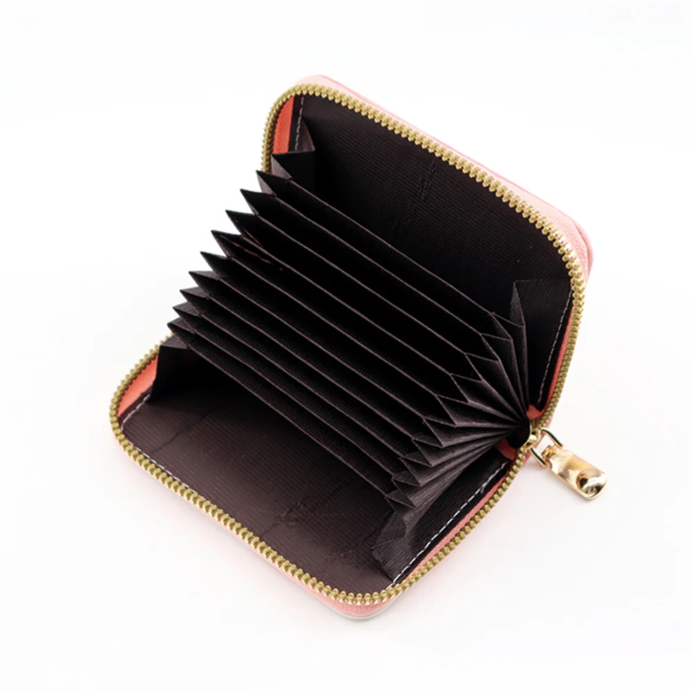 11 Bits Women Business ID Card Holder Leather Bank Credit Card Case Wallet Protect Purse Check Invoice Photo Storage Organizer
