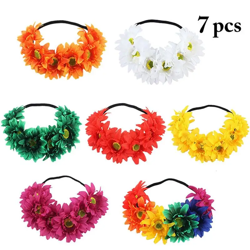 

7Pcs New Wedding Flower Crown Head Band Women Wedding Floral Head Wreath Bridesmaid Bridal Headpiece Female Flower Headband