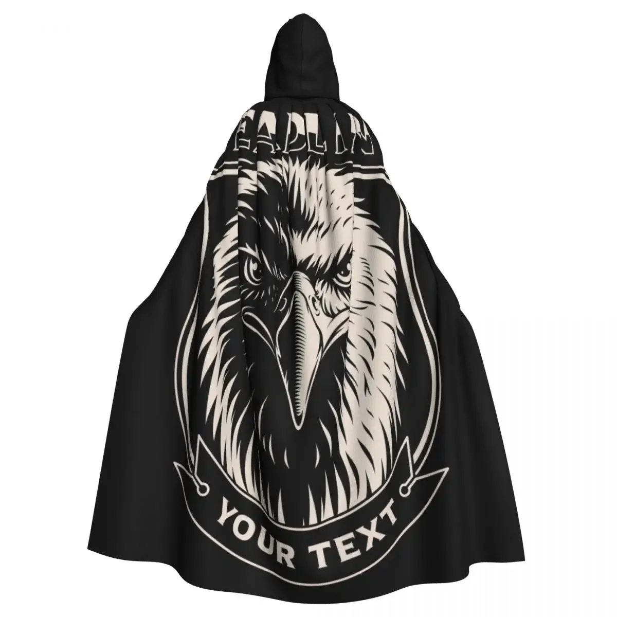 Черно-белая накидка с капюшоном и иллюстрацией головы орла для Хэллоуина косплея