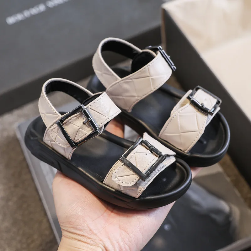 

Сандалии пляжные однотонные из ПУ кожи, с открытым носком, на липучке