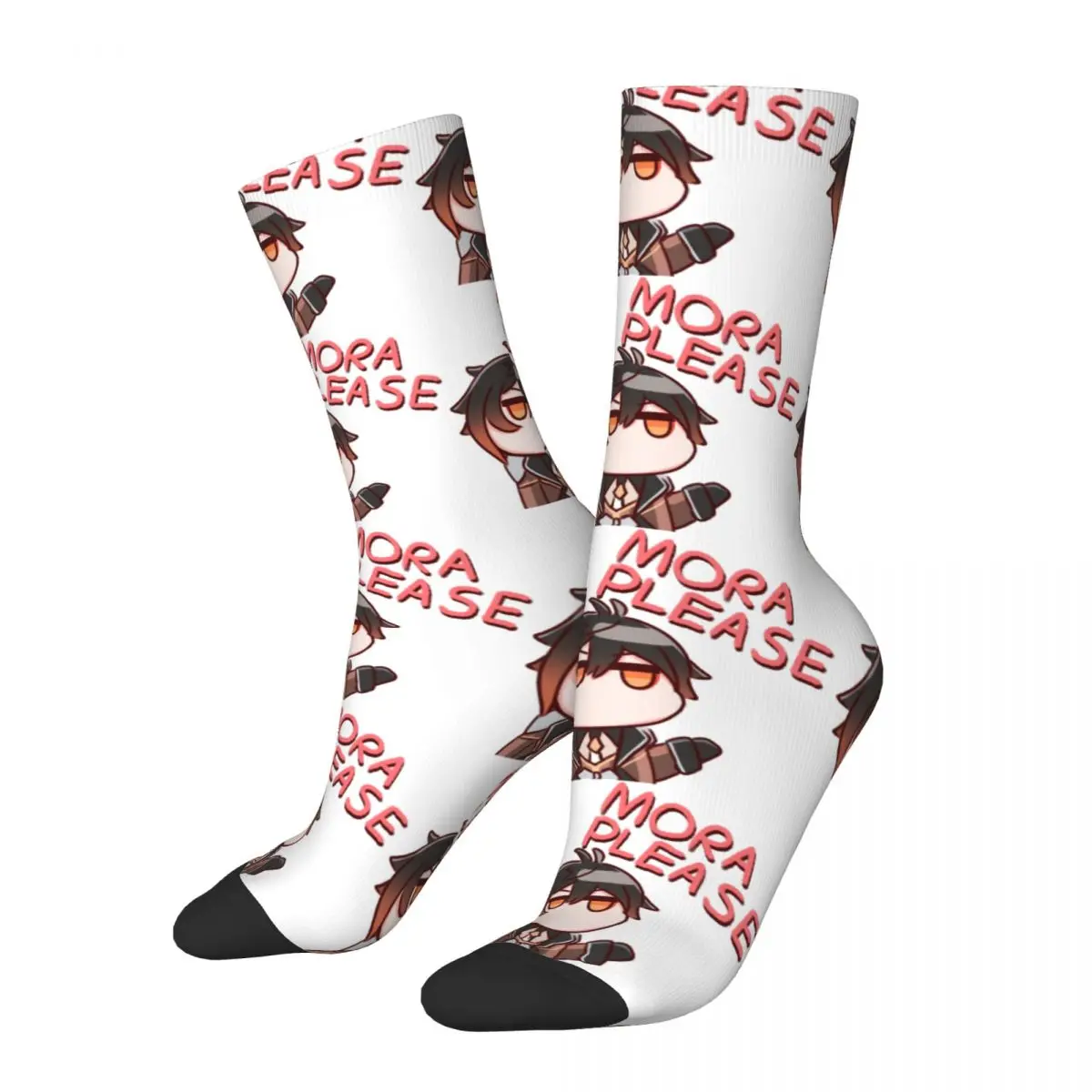 

Hip Hop Retro Zhongli Crazy Men's Socks Unisex Genshin Impact Street Style Seamless Printed Funny Novelty Crew Sock Boys Gift