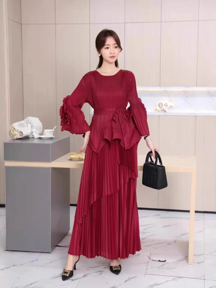EGRM Miyake Folds модный вечерний плиссированный комплект из 2 предметов женские