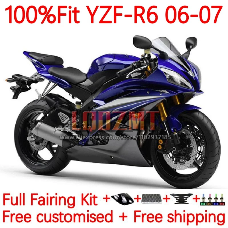 

Factory blue Injection Fairing For YAMAHA YZF-R6 YZF R6 600CC R 6 600 CC YZF-600 YZFR6 2006 2007 YZF600 06 07 OEM Frame 26No.1