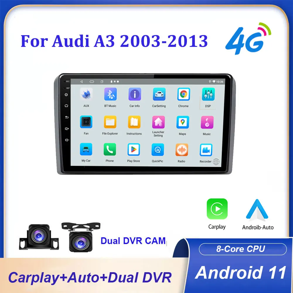 

8G+128G Android 11 2 Din Car Radio DVD For Audi RS3 Sportback A3 8P S3 2003-2012 Carplay Multimedia Player GPS Autoradio