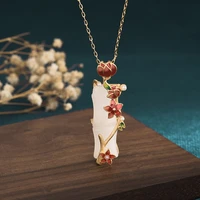 gold plated 18k retro accessories ancient painted bamboo newspaper safe bamboo cloud necklace ethnic style womens necklace
