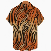 summer new tiger pattern 3d printing shirt european and american hawaiian short sleeved vantage oversized 5xl casual fashion