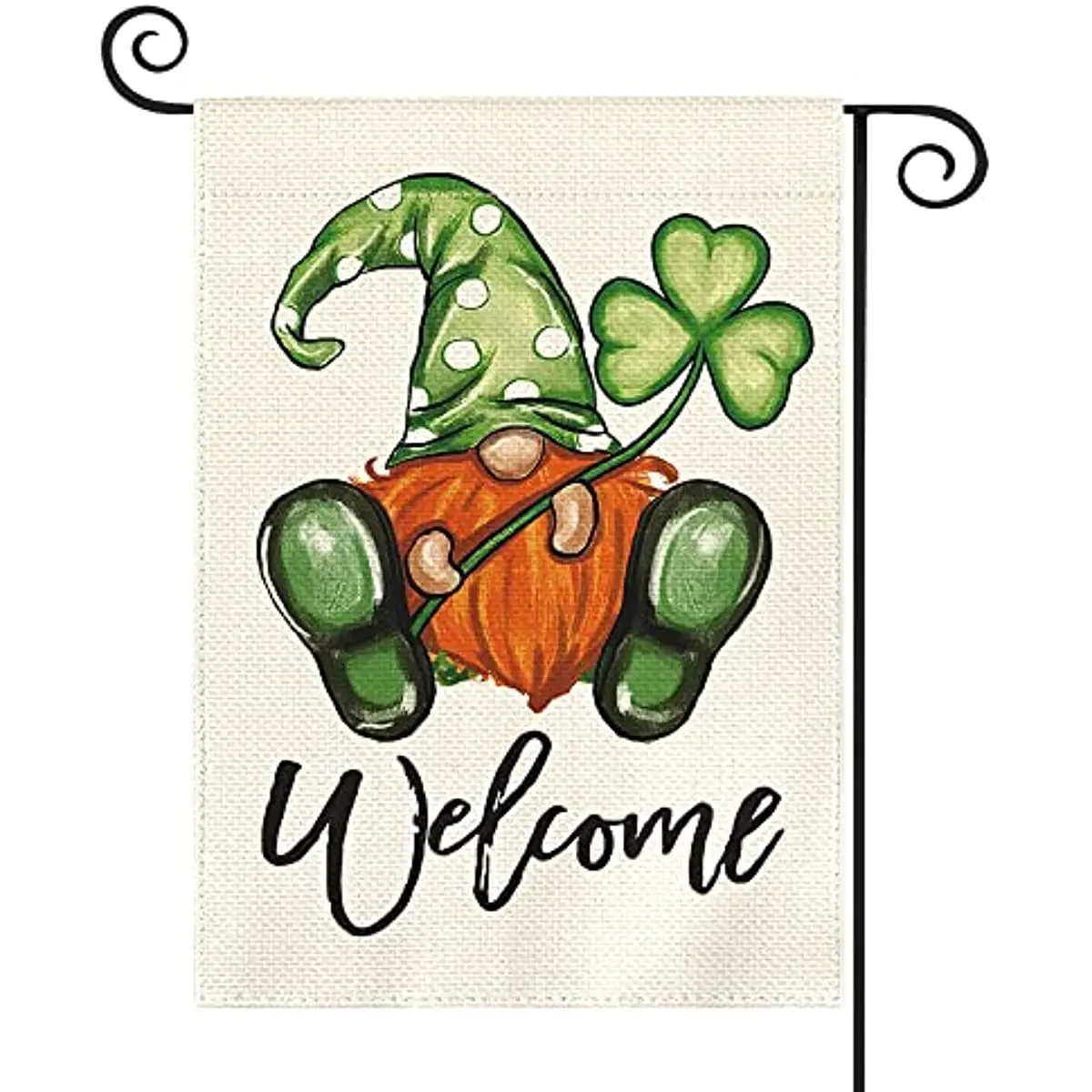 

Colorlife Welcome St Patricks Day Garden Flag 12x18 Inch Double Sided Leprechaun Gnome Shamrock Rustic Yard Outdoor Flag