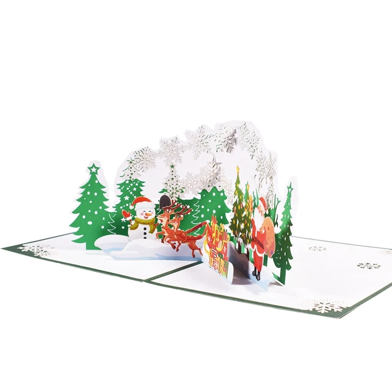 Рождественская открытка 3D up открытки с Санта-Клаусом снеговиком пригласительная