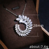 simple and versatile micro encrusted zircon leaf necklace clavicle chain female high quality temperament luxury shiny jewelry