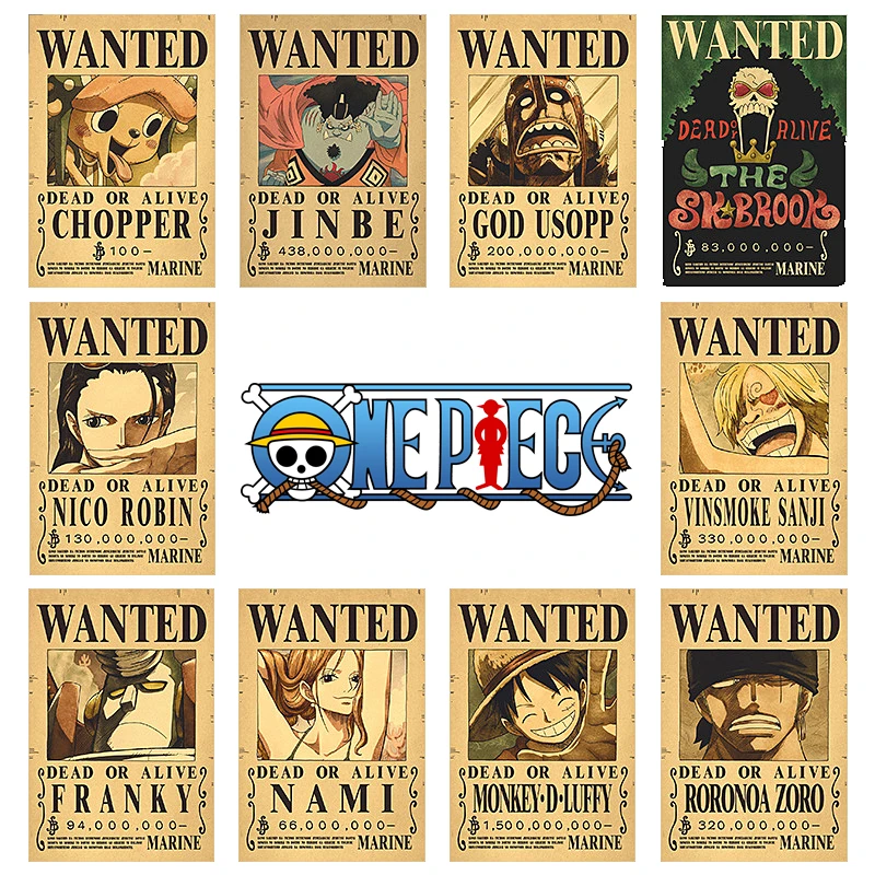 

Japanese Anime Poster Picture Children's Room Art Mural One Piece Printed Retro Cowhide Poster Pirate Comic Wallpaper Sticker