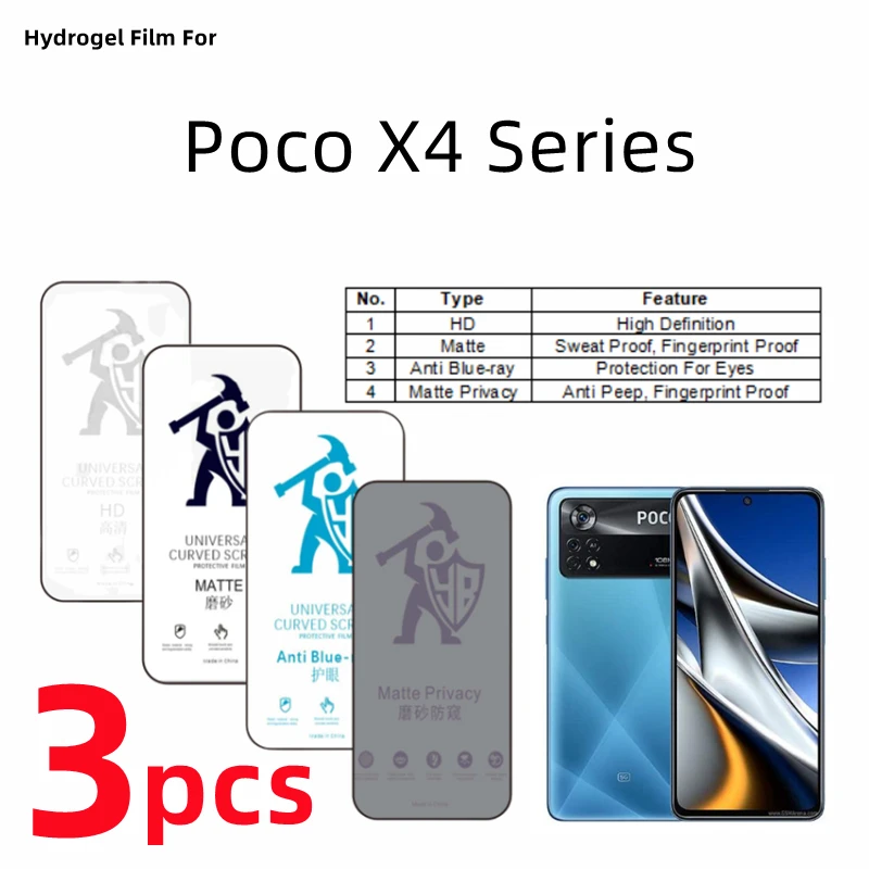 

3 шт., Гидрогелевая Защитная пленка для Xiaomi Poco X4 Pro