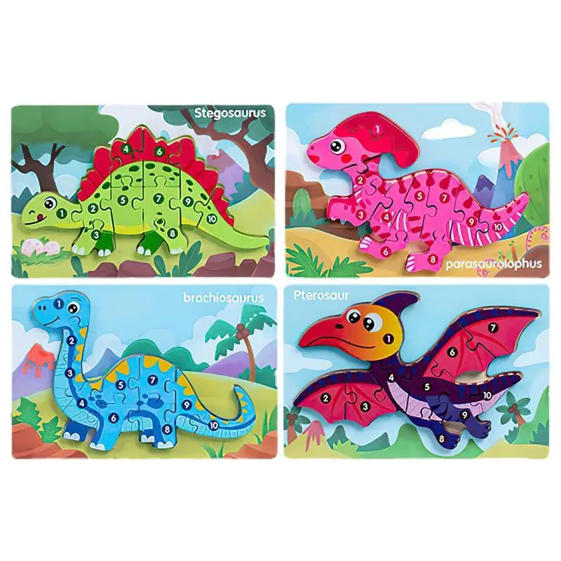 

Пазл-динозавр деревянный, 1 комплект, 4 упаковки