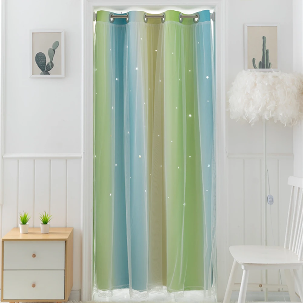 

Двухслойные полые Звездные затемняющие дверные занавески s для двери также могут для спальни оконные занавески с белыми фотоэлементами