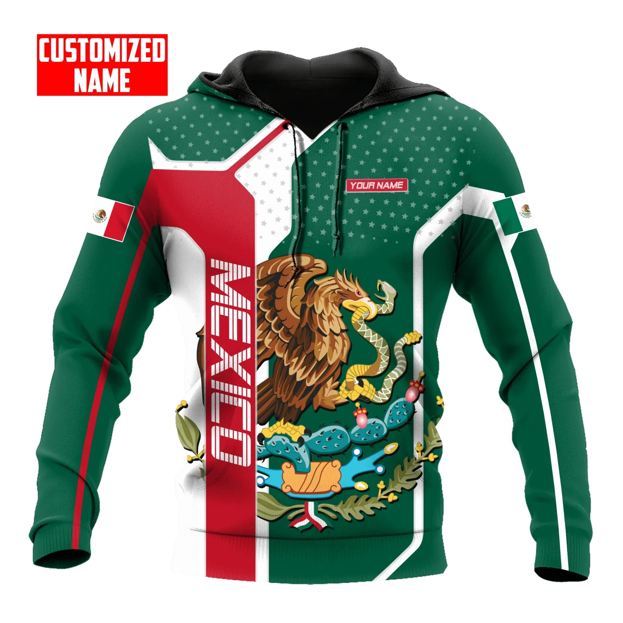 Homens Hip Hop 3D Eagle Harajuku Pullover Tops de grandes dimensões acolchoado