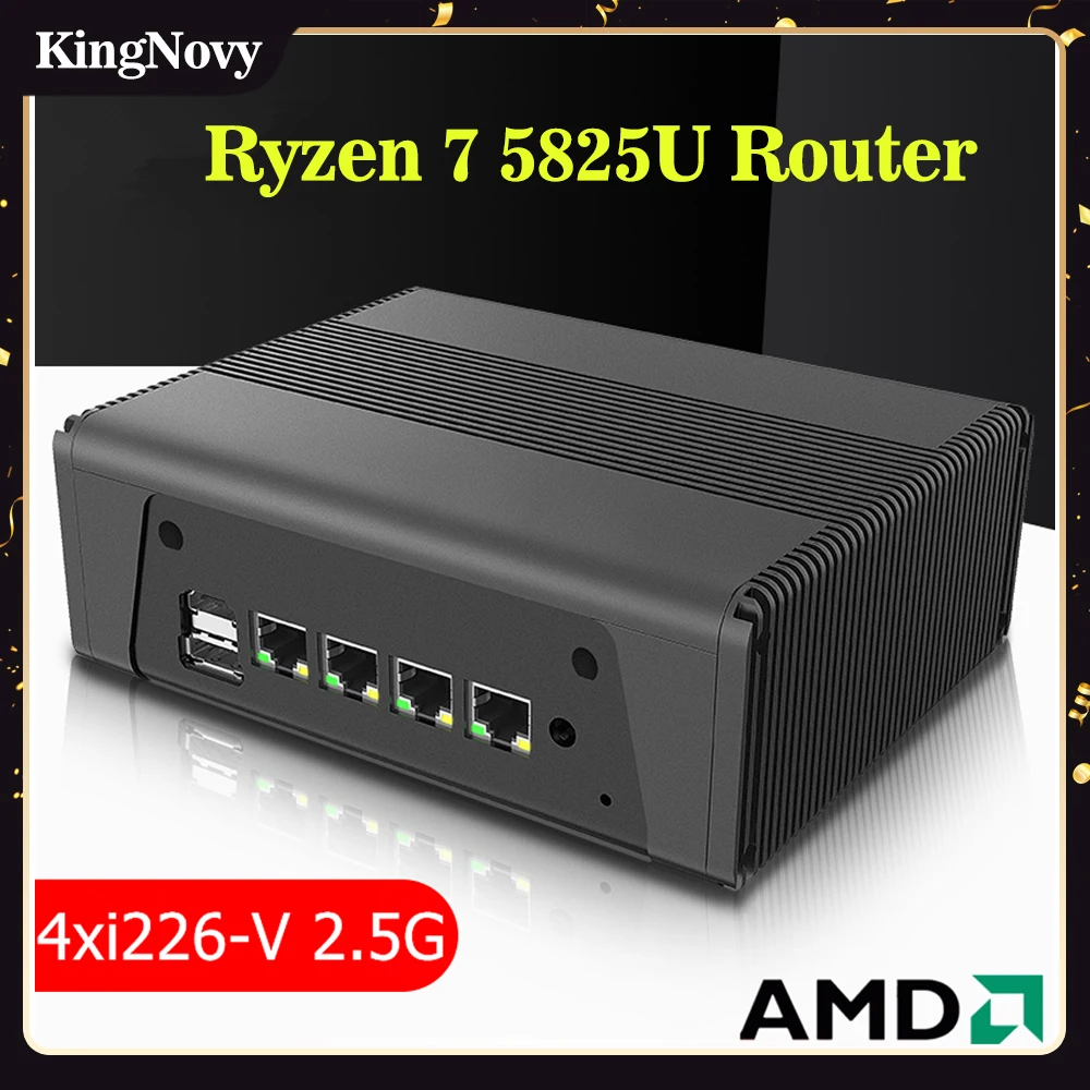 

Firewall Router AMD NAS Server Ryzen 7 5825U 5800U 8 Core 16 Thread 4*Intel i226-V 2.5G Mini PC 3*NVMe 2*SATA DP Type-C 3x4K UHD