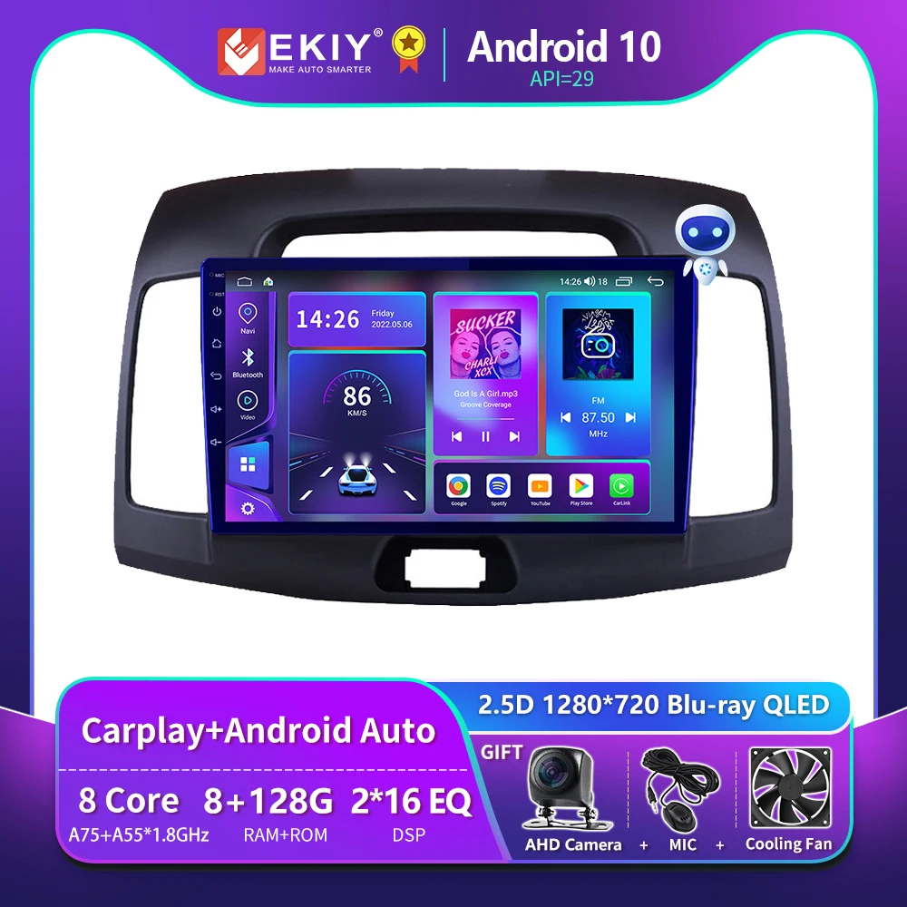 EKIY T900 8G 128G для Hyundai Elantra 4 HD 2006-2012 Автомобильный радиоприемник Мультимедийная