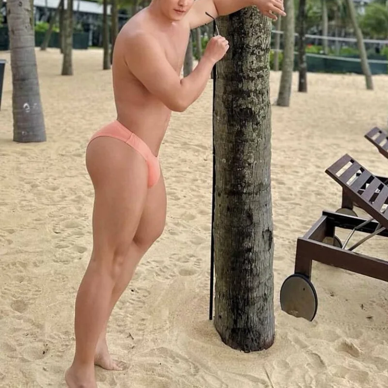 Мужское нижнее белье с заниженной талией спортивные однотонные обтягивающие