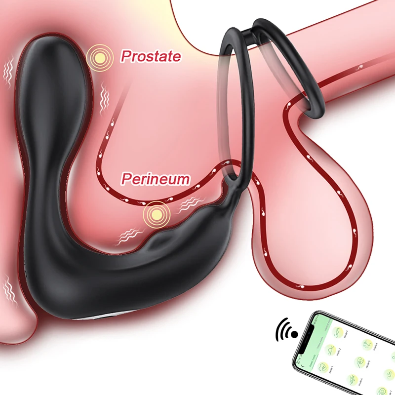 2 в 1 анальная пробка кольцо на член вибратор массажер простаты гей-анальная
