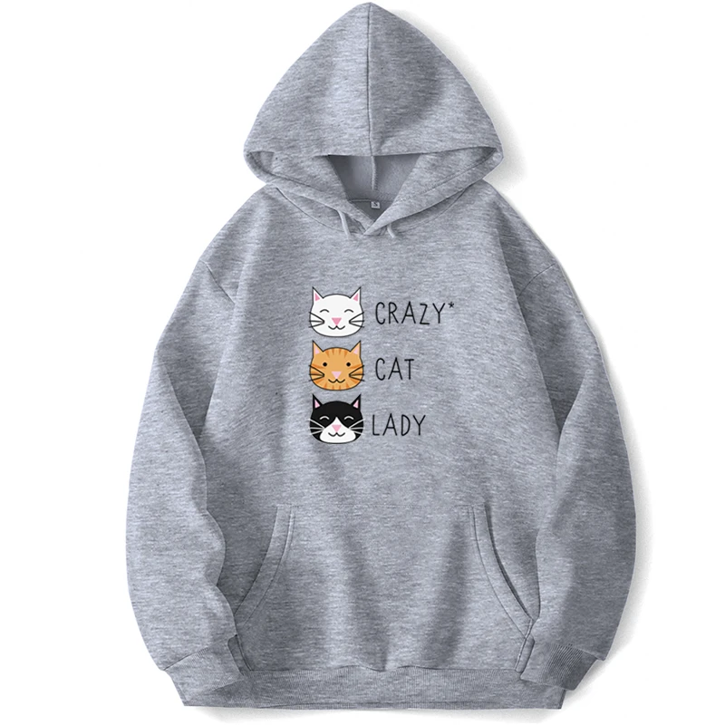 Crazy Cat Lady Funny Kawaii Cute Sweatshirts Men Hoodie Hoodies  Pullovers Jumper Hooded Pocket Spring Autumn Sweatshirt