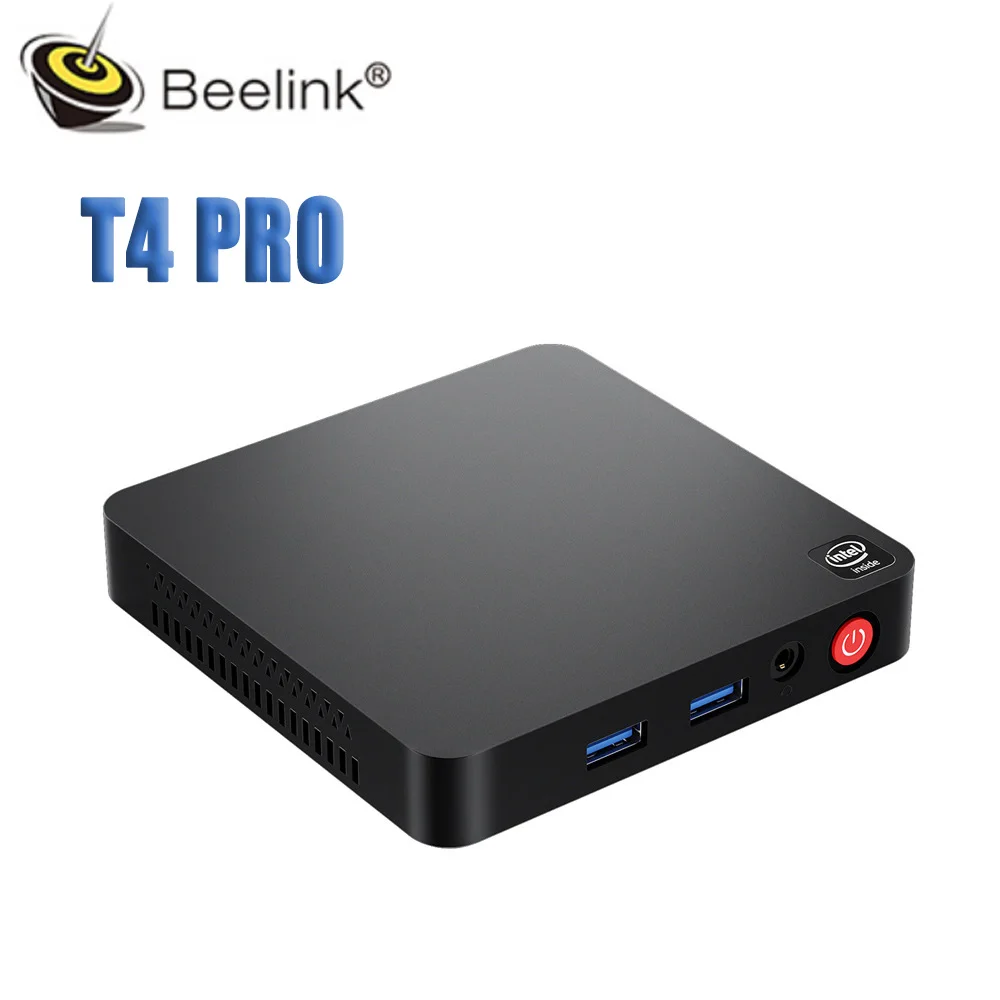 Beelink T4 Pro Intel N3350 Windows 10 4 Гб LPDDR3 64 BT4.0 Wi-Fi настольный компьютер большой вентилятор 4K HD