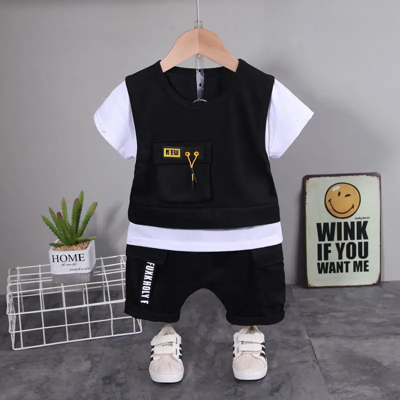 

MODX 2023 New Children Cotton Clothes Summer m2 Baby Boys Patchwork T Shirts Shorts Pants 2Pcs/sets