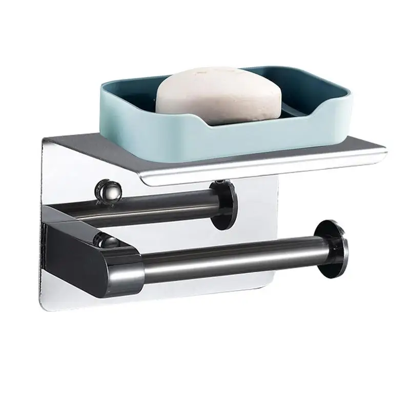 

Toilet Paper Holder Self Adhesive Toilet Paper Holder With Phone Shelf Stainless Steel Toilet Paper Roll Tissue Dispenser For No