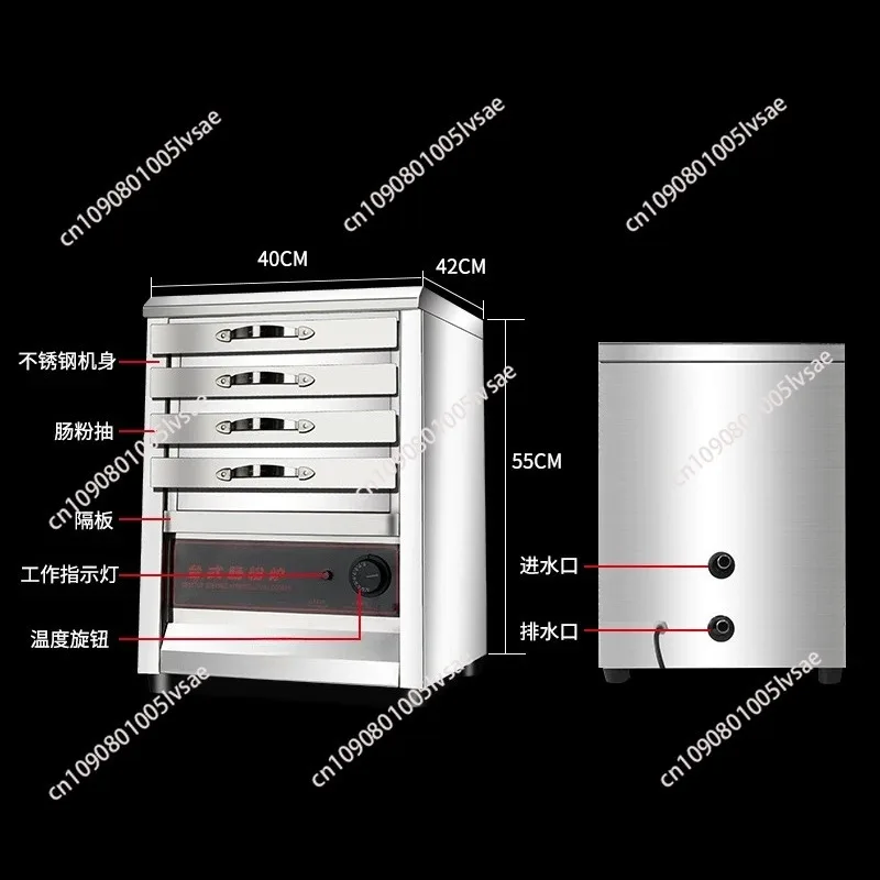 Фото Коммерческая пароварка для рисовых рулетов с боковым/встроенным резервуаром для воды, 4 кВт, высокомощная, электрическая, из нержавеющей стали №4