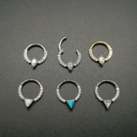 1pc g23 titanium piercing earrings zircon nose rings hoop hinged segment septum clicker daith helix ear cartilage body jewelry