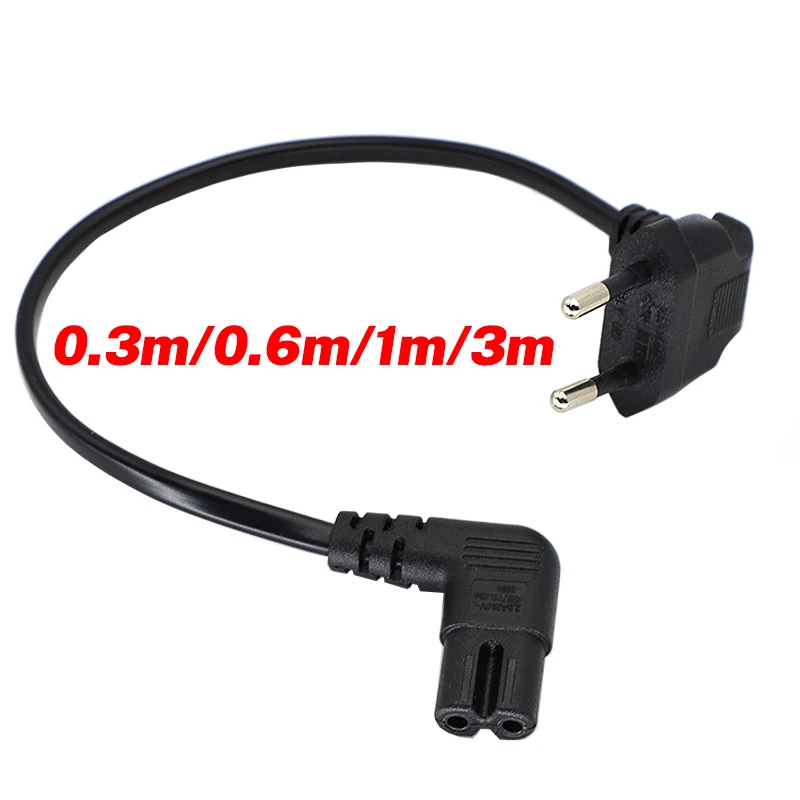 0,3 м/0,6 м/1 м/3 м 90 градусов Schuko CEE7/16 Европа 2-контактный штекер на прямоугольный шнур питания IEC 320 C7