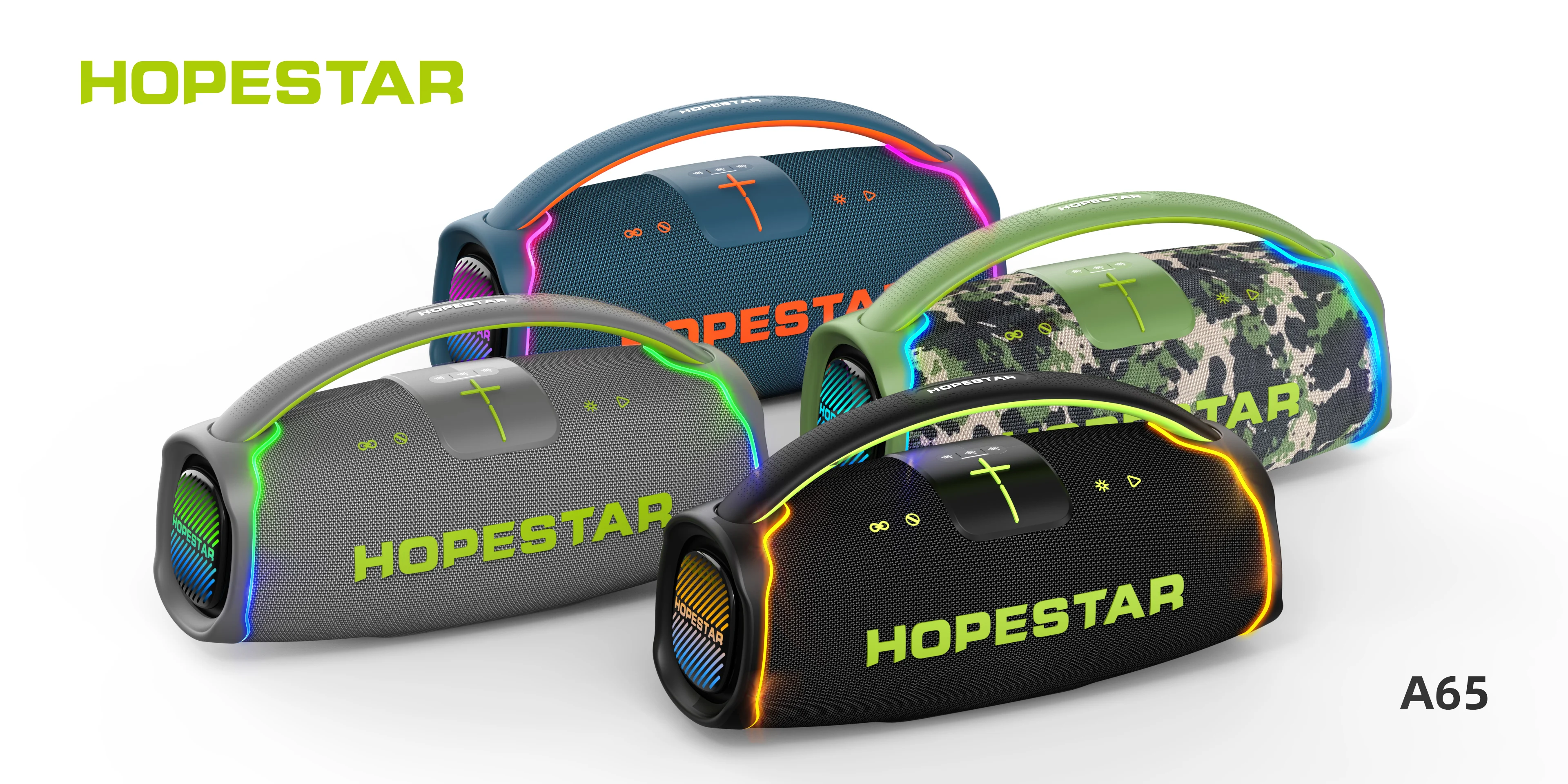 Фото Портативная колонка HOPESTAR A65 300W с RGB LED подсветкой, водонепроницаемая (IPX6), с мощными басами, трехдиапазонными динамиками, для вечеринок на открытом воздухе, беспроводная акустическая система №5