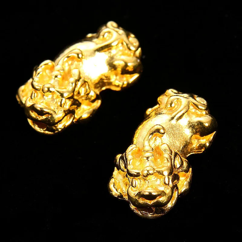 

4pcs Gold Alloy Wealth Beads Chinese Feng Shui Pixiu Loose Beads For Jewelry Bracelet DIY Bead Craft Making Accessories