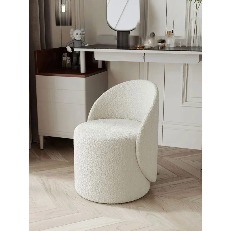 

Bedroom Sofa Stool Luxury Dressing Stool Minimalist Bedroom Dressing Table Stool Makeup Chair White Lamb Velvet Backrest Chair