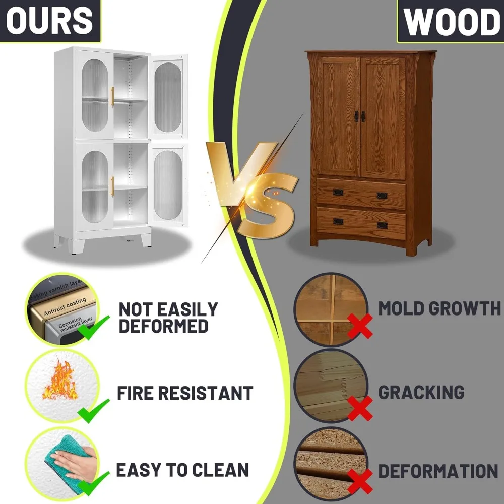 Шкаф для хранения кладовой кухонный шкаф 61 дюйм с акриловыми стеклянными