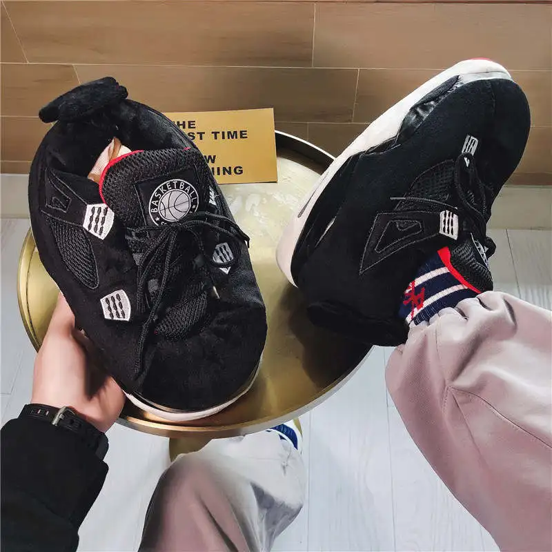 

Fashionable Platform Flip Flops Joging Fleece Shoes Male Children's Shose For Man High Men Slippers Winter Design Tennis Daddy