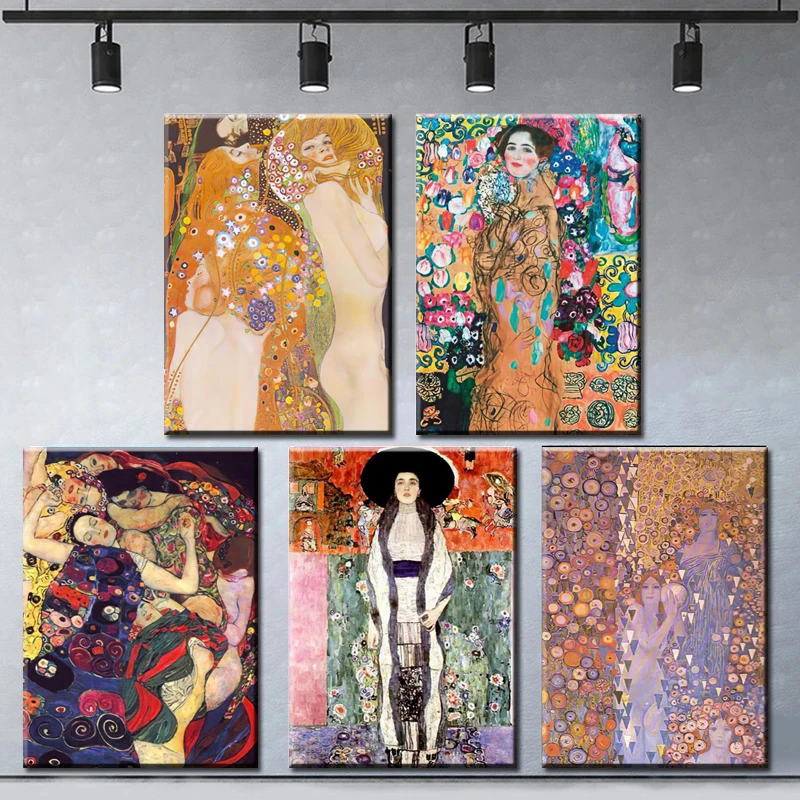 

Classic Abstract Gustav Klimt Artwork Retro Woman Posters Prinst For Living Room Wall Art Canvas Painting Modern Home Decor