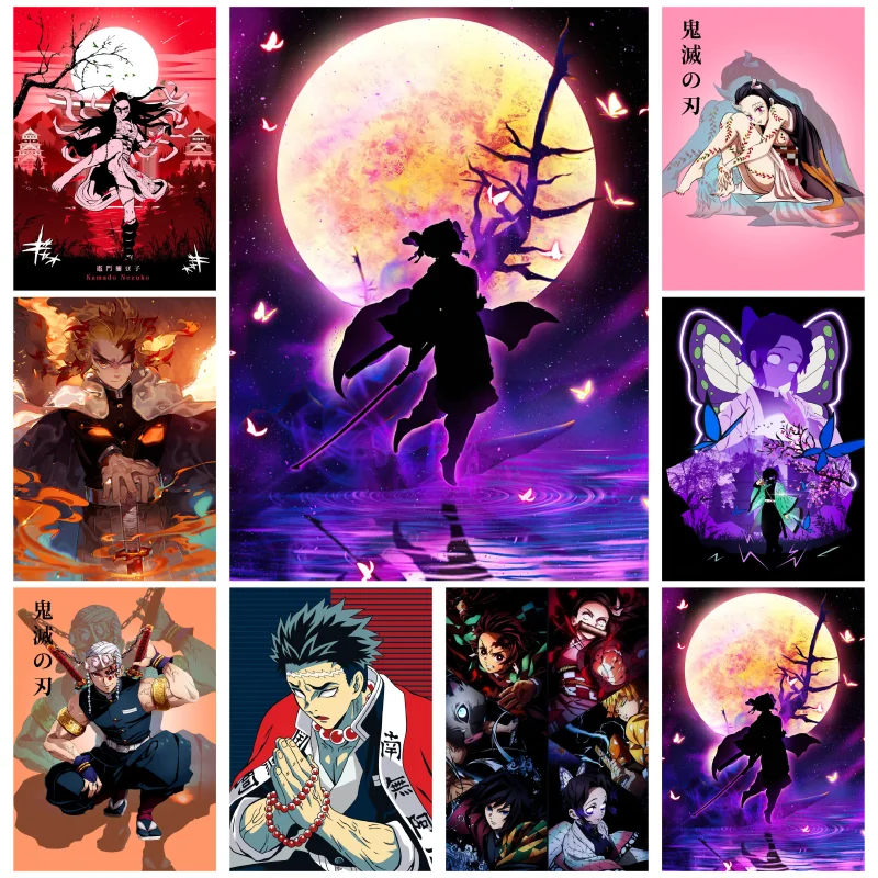 Купи Japanese Anime Demon Slayer Himejima Gyoumei Watercolor Posters and Prints Wall Canvas Painting Pciture Living Room Home Decor за 366 рублей в магазине AliExpress