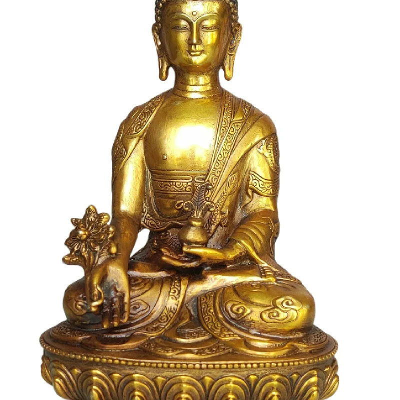 Бронзовая медицина статуи Будды благоприятный Дракон богорость медитация Bhaisajya