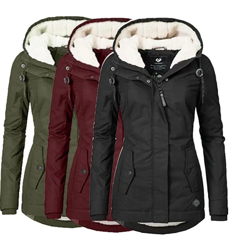 

Winter Jacket Women Snow Wear Long Parkas Fur Hooded Clothing Female Fur Lining Winter hick Long Jacket Hooded Overcoat Coat