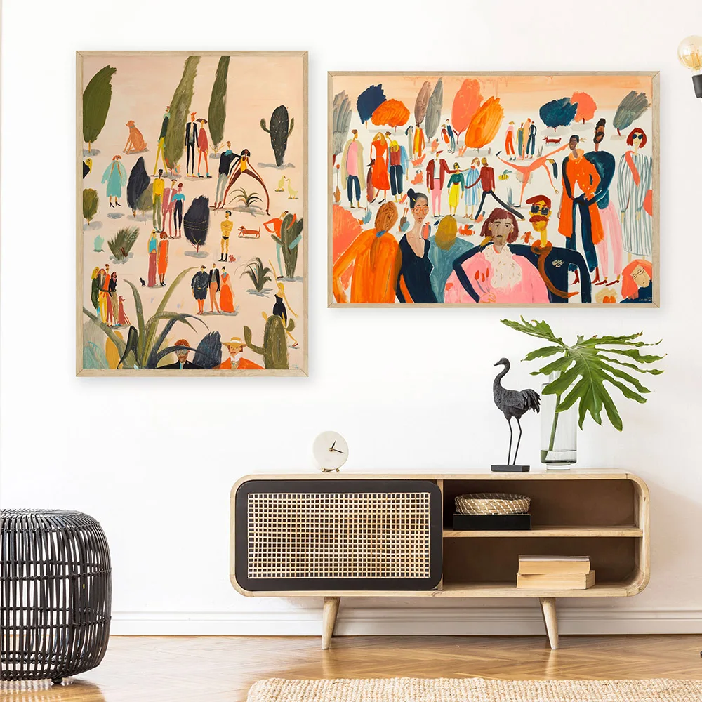 

Абстрактный постер для упражнений в парке, Картина на холсте, винтажная Художественная печать, скандинавский природный пейзаж, Настенная к...