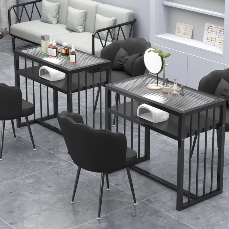 Дизайнерские столы для ногтей в скандинавском стиле стеклянные простые салонные