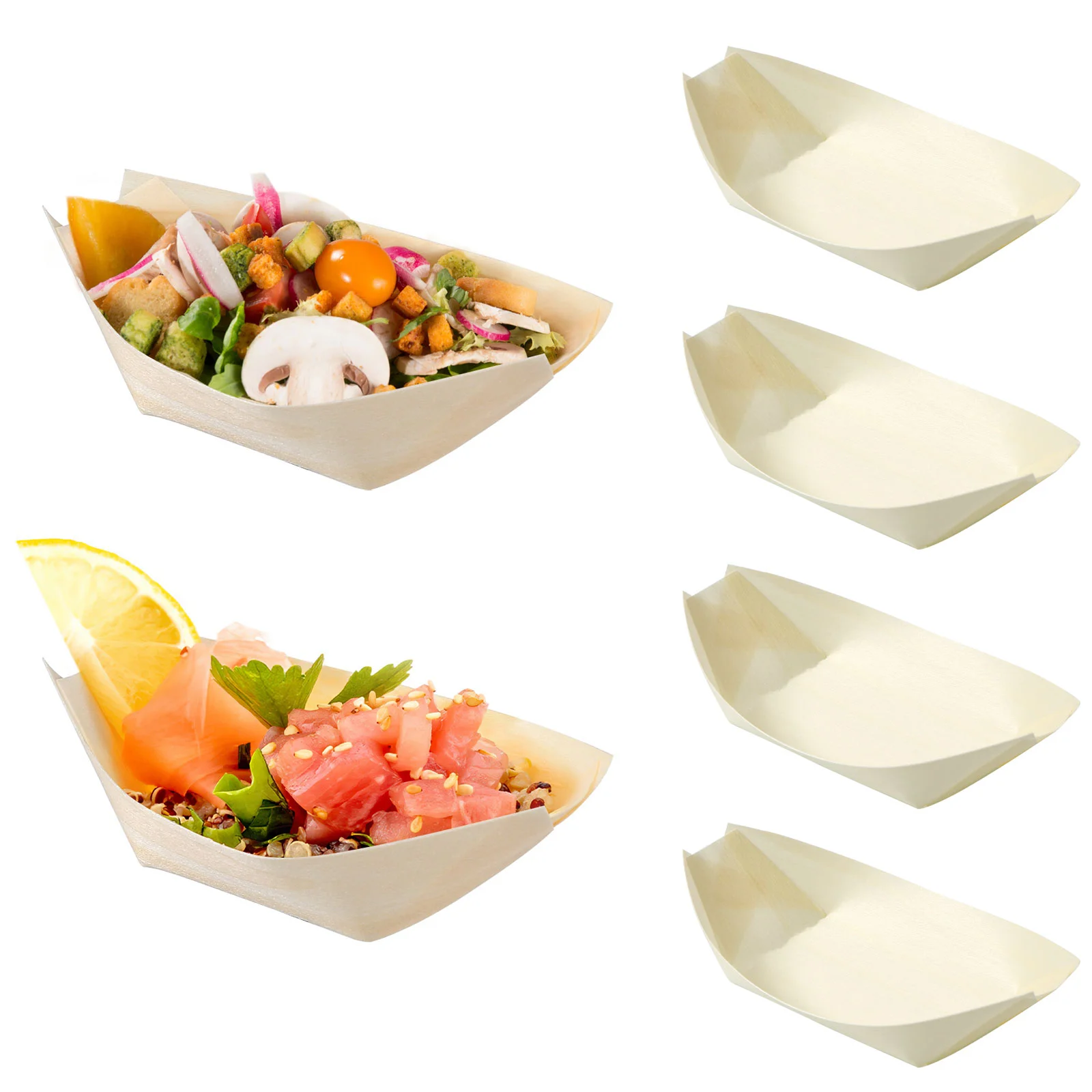 

Plates Bamboo Disposable Boats Sushi Boat Serving Dishes Tray Plate Appetizer Wooden Paper Wood Trays Platter Snack Dessert