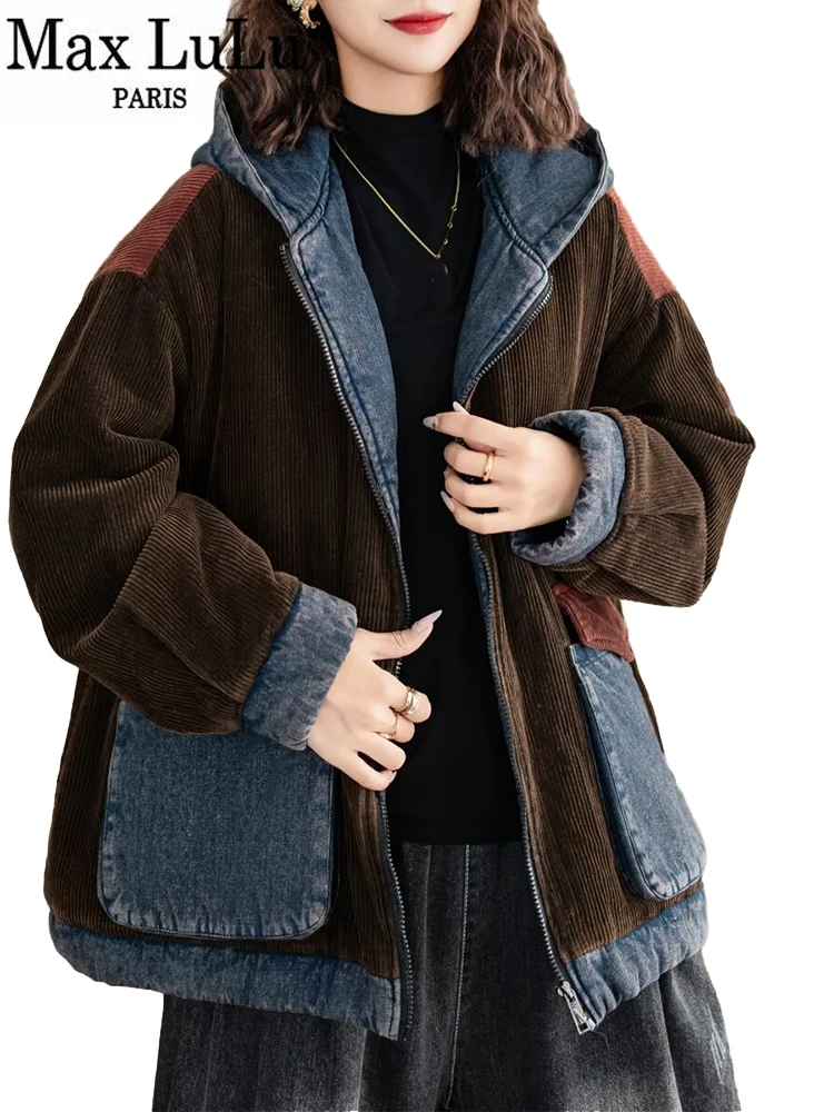 Max LuLu женские зимние вельветовые стеганые куртки джинсовые винтажные парки