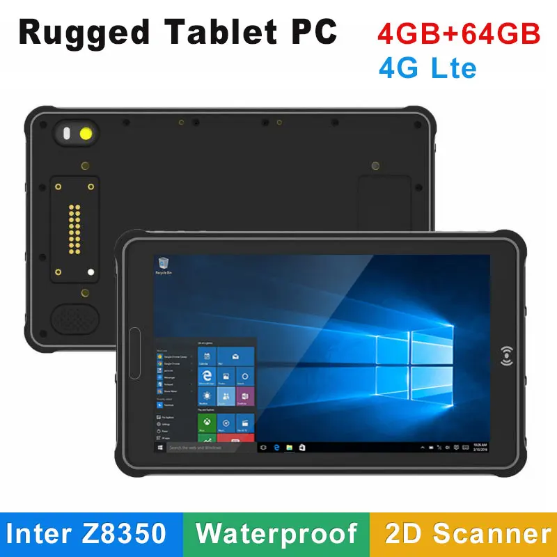 

8 Inch Windows 10 OS Front 2D Barcode Scanner QR Reader 4G Lte Visible In The Sun RAM 4GB ROM 64GB Industrial Rugged Tablet PC