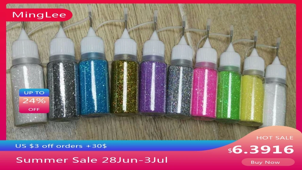 

10 Glitter Powder for Nails Body Face Tinsel Polish Slime Set Mix Holographic Professional Acrylic Nail Arts Iridescent Glitter