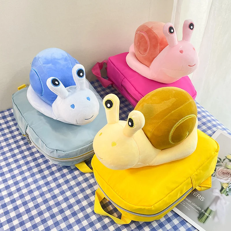 

2023 new fashion kindergarten schoolbag waterproof nylon cute snail doll children backpack wholesale
