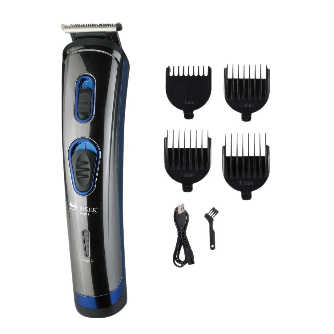 

Surker SK-821 Men's Barber Beard Trimmer Rechargeable Hair Cutting Machine Low Noise Adult Kid Hair Clipper Black