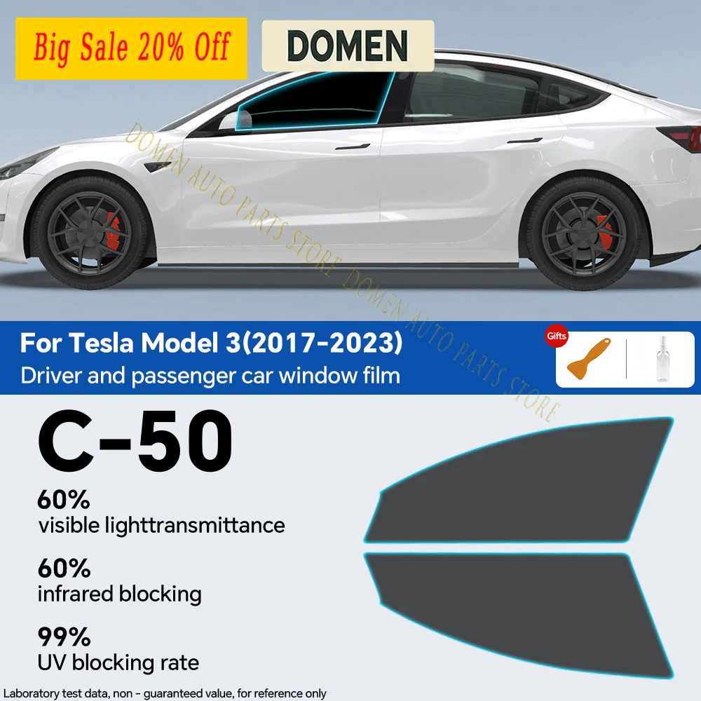 Фото Предварительно нарезанная тонировочная пленка DOMEN для окон автомобиля Tesla Model 3 2020-2023, защитная пленка от солнца и УФ-излучения для Tesla Model 3 Highland №4