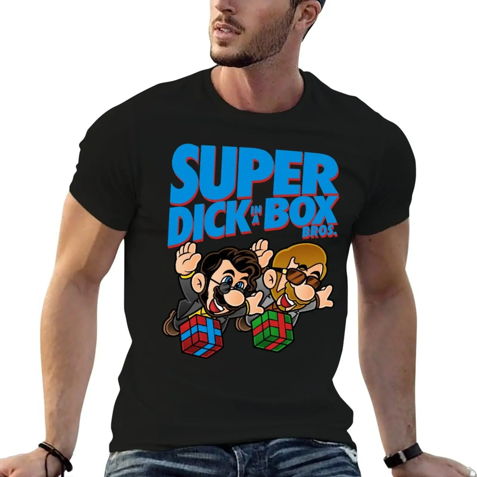 Футболка Super Dick in a Box Bros блузка рубашка на заказ черные футболки для мужчин