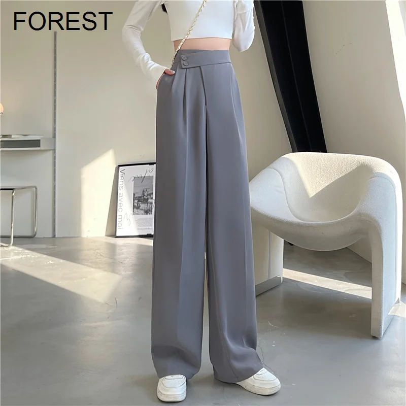 

Suit Pants Spring 2022 New Women's High Waist Loose Feeling Wide Leg Pants Design Feeling Korean Style Fashion Casual Pants